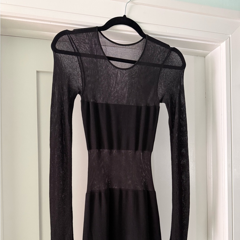 SIR the label Black Sheer Long Sleeve Maxi Dress
